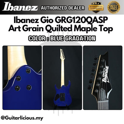 Ibanez Gio GRG120QASP, Art Grain Quilted Maple Top Electric Guitar - Blue Gradation ( GRG120QASP-BGD / GRG / GRG-120 )