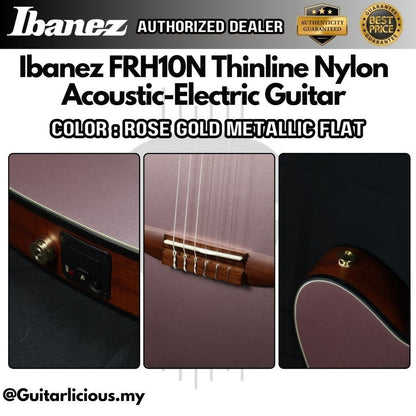 Ibanez FRH10N Thinline Nylon Acoustic-Electric Guitar, Rose Gold Metallic Flat ( FRH10N-RGF / FRH-10N / FRH10N RGF )