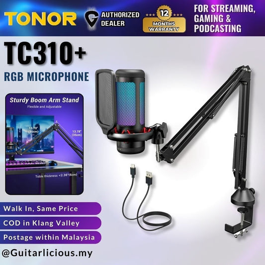 TONOR TC310+ RGB Condenser Mic w/ Boom Arm, Gaming USB Mic, Recording, Computer Desktop Mic - ( TC-310+ / TC 310+ )