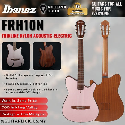 Ibanez FRH10N Thinline Nylon Acoustic-Electric Guitar, Rose Gold Metallic Flat ( FRH10N-RGF / FRH-10N / FRH10N RGF )