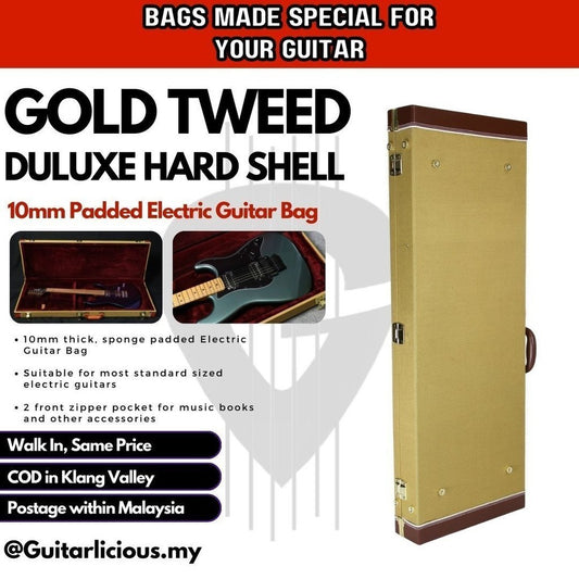 Gold Tweed Deluxe Hardshell Case for Electric Guitar (Square Shape) / WC-35 Gold