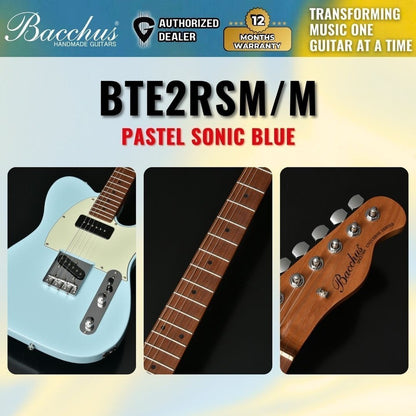 Bacchus BTE-2-RSM/M Roasted Maple Fretboard, Telecaster Electric Guitar w P-90 & Single Coil Pickups - Pastel Sonic Blue