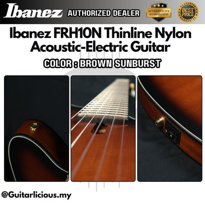 Ibanez FRH10N Thinline Nylon Acoustic-Electric Guitar, Brown Sunburst ( FRH10N-BSF / FRH-10N / FRH10N BSF )