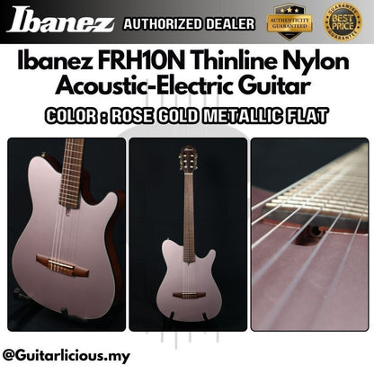 Ibanez FRH10N Thinline Nylon Acoustic-Electric Guitar, Rose Gold Metallic Flat ( FRH10N-RGF / FRH-10N / FRH10N RGF )