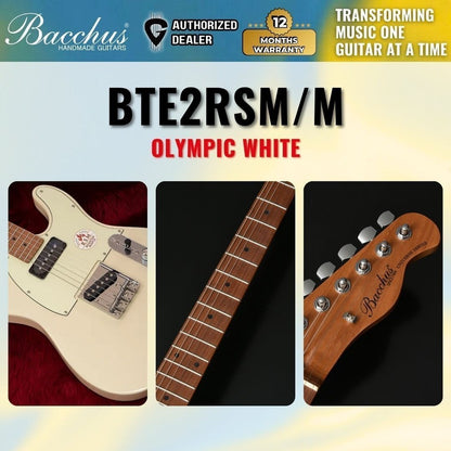 Bacchus BTE-2-RSM/M Roasted Maple Fretboard, Telecaster Electric Guitar W/ P-90 & Single Coil Pickups - Olympic White