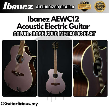 Ibanez AEWC12 Spruce Top Acoustic Electric Guitar - Rose Gold Metallic Flat ( AEWC-12 / AEWC 12 )