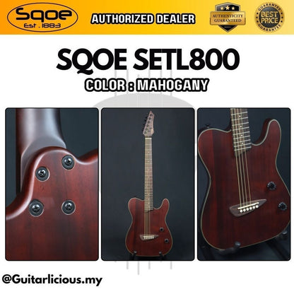 SQOE SETL800 Electroacoustic Silent Steel String Mahogany Guitar ( SETL 800 / SETL-800 )