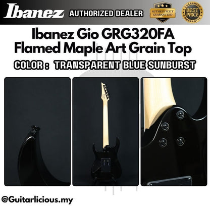 Ibanez Gio GRG320FA, Flamed Maple Art Grain Top Electric Guitar - Transparent Blue Sunburst ( GRG320FA-TBS / GRG-320 )