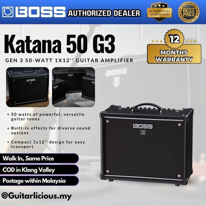 FREE SHIPPING - Boss Katana 50 G3 - Gen 3 50-watt 1x12'' Guitar Combo Amplifier ( KTN-50G3 / 50-G3 / KTN50 )