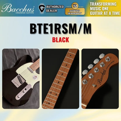 Bacchus BTE-1-RSM/M Roasted Maple Fretboard, Telecaster Electric Guitar w/ Bacchus S-S Pickup - Black ( BTE / BTE1 )