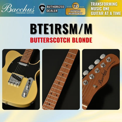 Bacchus BTE-1-RSM/M Roasted Maple Fretboard, Telecaster Electric Guitar w/ Bacchus S-S Pickup - Butterscotch Blonde