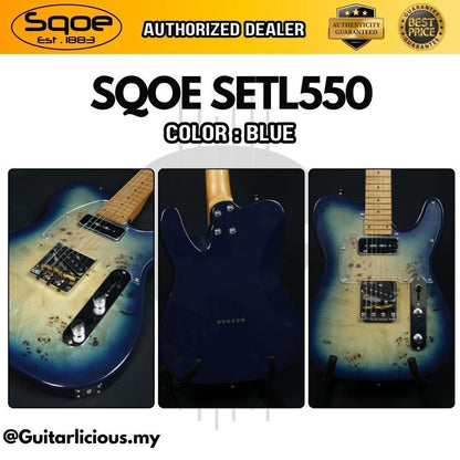 SQOE SETL550 Burl Mahogany with Roasted Maple Fretboard Telecaster Electric Guitar ( SETL / SETL-550 / SETL 550 / Tele )