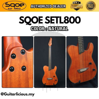 SQOE SETL800 Electroacoustic Silent Steel String Mahogany Guitar ( SETL 800 / SETL-800 )