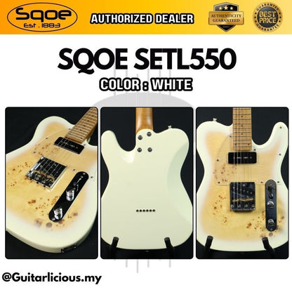 SQOE SETL550 Burl Mahogany with Roasted Maple Fretboard Telecaster Electric Guitar ( SETL / SETL-550 / SETL 550 / Tele )