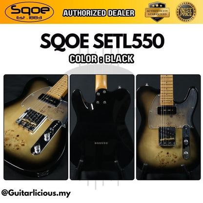 SQOE SETL550 Burl Mahogany with Roasted Maple Fretboard Telecaster Electric Guitar ( SETL / SETL-550 / SETL 550 / Tele )