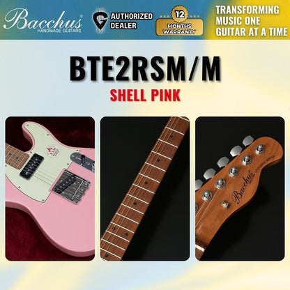 Bacchus BTE-2-RSM/M Roasted Maple Fretboard, Telecaster Electric Guitar w P-90 & Single Coil Pickups - Shell Pink / BTE2