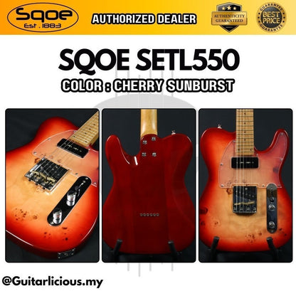 SQOE SETL550 Burl Mahogany with Roasted Maple Fretboard Telecaster Electric Guitar ( SETL / SETL-550 / SETL 550 / Tele )