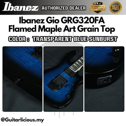 Ibanez Gio GRG320FA, Flamed Maple Art Grain Top Electric Guitar - Transparent Blue Sunburst ( GRG320FA-TBS / GRG-320 )