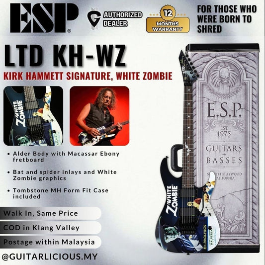 ESP LTD Kirk Hammett Signature KH-WZ White Zombie Including ESP Coffin Case ( LKHWZ / EPSLTD / KHWZ / KH WZ )