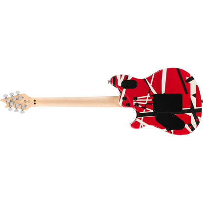 EVH Striped Series Frankie, Maple FB Floyd Rose Electric Guitar - Red w/ Black & White Stripes