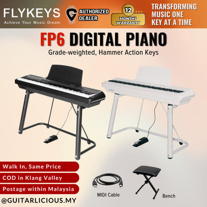 Flykeys FP6 88-Key Grand-Response Hammer Action Digital Portable Piano with Stand and Sustain Pedal ( FP-6 / FP 6 )