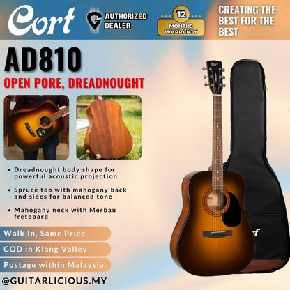 CORT AD810 41 inch Acoustic Guitar with Bag - Sunburst ( AD-810 / AD 810 )