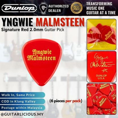 Jim Dunlop Yngwie Malmsteen Signature Delrin Guitar Picks 6 Per Pack, 1.5mm 2.00mm 1.14mm YJM YJMP01WH YJMP02RD YJMP03YL