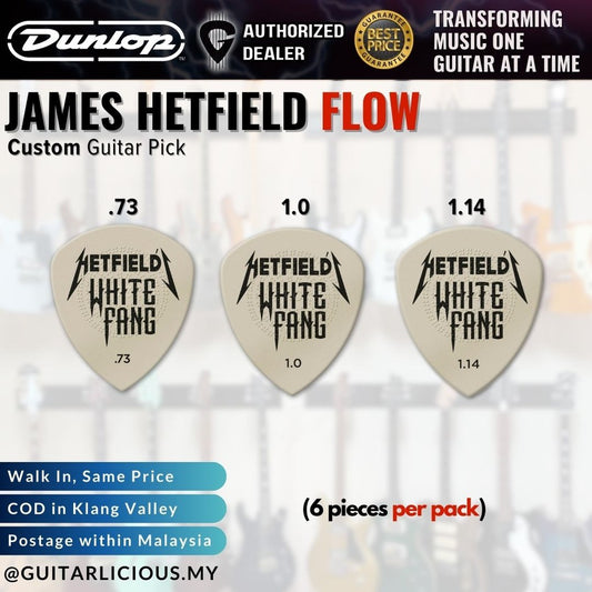 Jim Dunlop White Fang James Hetfield Custom Flow Guitar Picks , 6 Per Pack ( PH122 PH-122P PH122P073 PH122P100 PH122P114