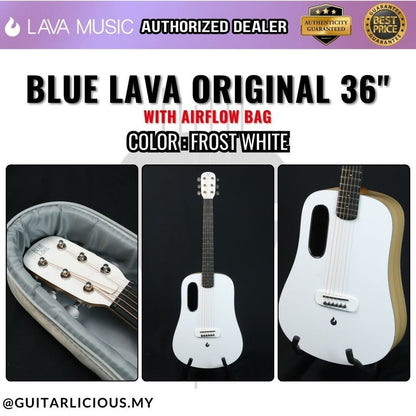 Lava Me Blue Lava Original 36″ Freeboost Acoustic Guitar With AirFlow Gigbag - Frost White ( 36 inch Guitar )