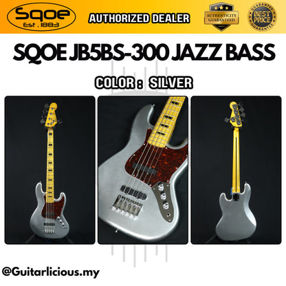 SQOE 5 Strings Jazz Bas Guitar, Maple Fretboard - ( JB5BS-300, SB-JB5BS-300 / JB5BS )