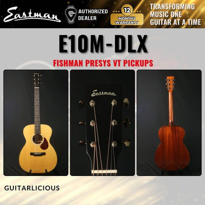 Eastman E1OM-DLX Deluxe Natural Acoustic-Electric Guitar with Fishman Presys VT Pickups - E1 OM / E1-OM Deluxe