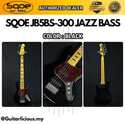 SQOE 5 Strings Jazz Bas Guitar, Maple Fretboard - ( JB5BS-300, SB-JB5BS-300 / JB5BS )