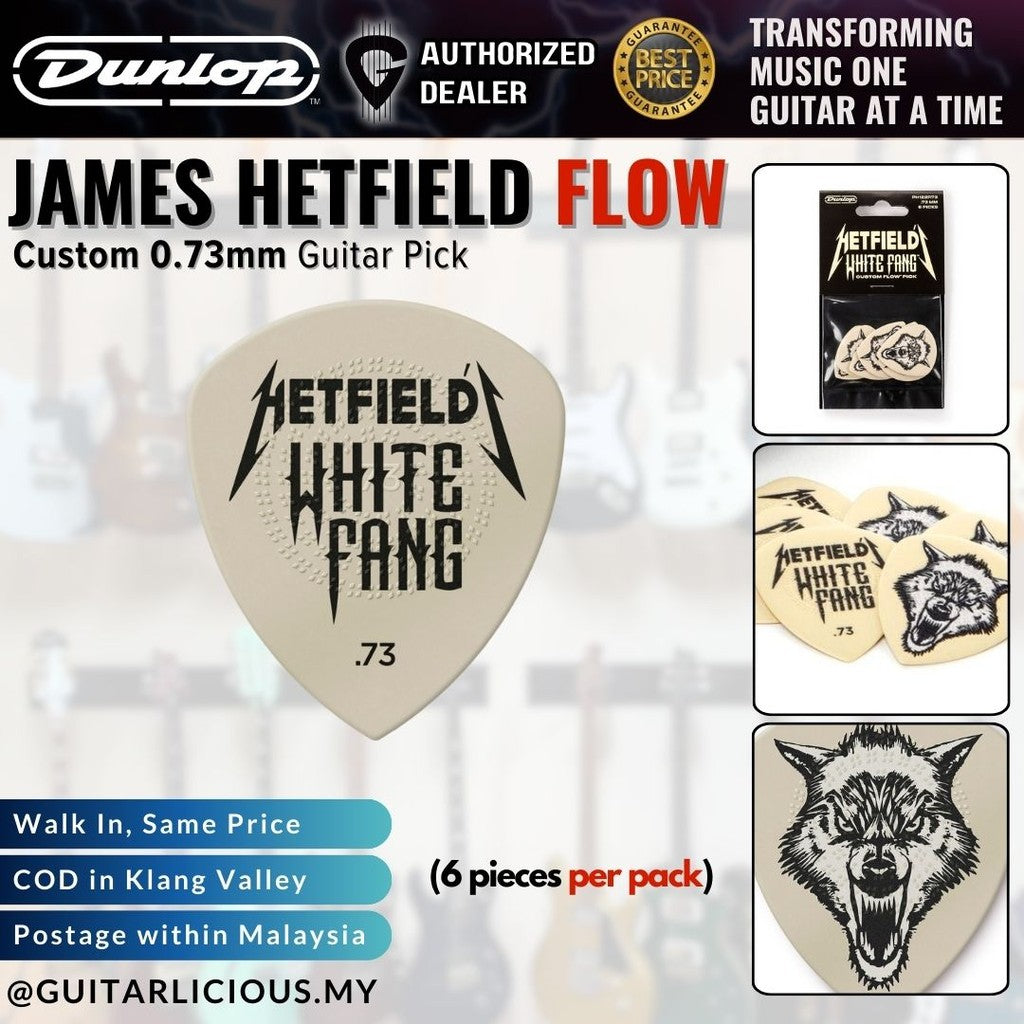 Jim Dunlop White Fang James Hetfield Custom Flow Guitar Picks , 6