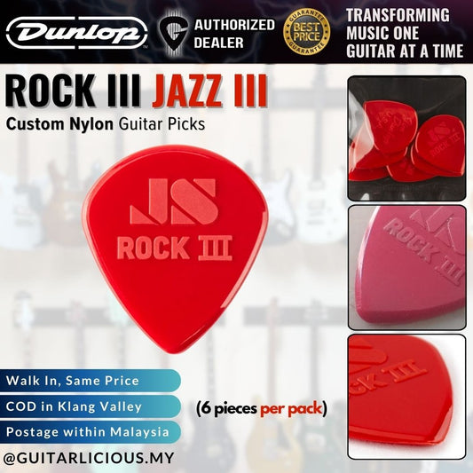 Jim Dunlop 570P138 Rock III Nylon Custom Jazz III Guitar Picks, 6 Per Pack ( 570-P138 / 570 P138 )