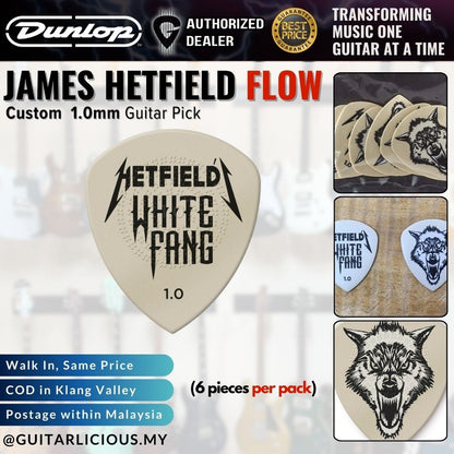 Jim Dunlop White Fang James Hetfield Custom Flow Guitar Picks , 6 Per Pack ( PH122 PH-122P PH122P073 PH122P100 PH122P114