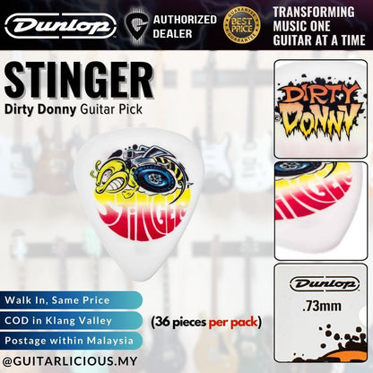 Jim Dunlop Dirty Donny Guitar Picks, 36 Pieces Per Bag | 0.73mm | BL29R BL30R BL31R BL32R BL33R BL34R