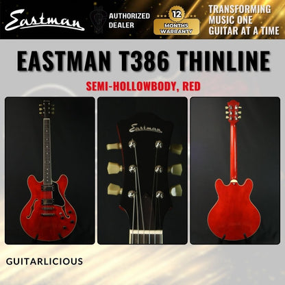 Eastman Guitars T386 Thinline Semi-hollowbody Electric Guitar - Red ( T386-RD )