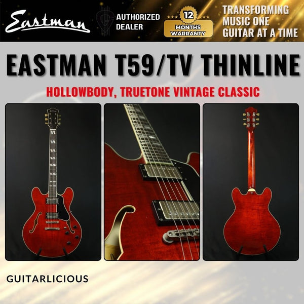 Eastman Guitars T59/TV Thinline Semi-hollowbody Electric Guitar - Truetone Vintage Classic ( T59-V ) - Website Clearance