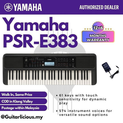 Yamaha Keyboards PSR-E383 61-Keys Portable Keyboard - ( PSRE383 / PSR E383 / E-383 )