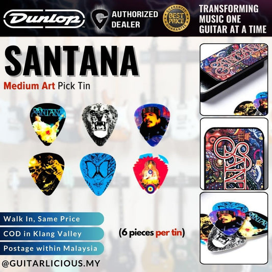 Jim Dunlop SANPT01M Santana Medium Art Guitar Picks | 6 Per Tin ( SAN-PT01M / SAN PT01M / PT-01M )