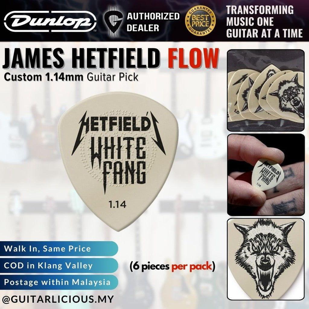 JIM DUNLOP Hetfields White Fang Custom Flow 1.00mm Plektren (6Stück JIM DUNLOP Hetfields White Fang Custom Flow 1.00mm Plektren (6Stück