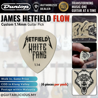 Jim Dunlop White Fang James Hetfield Custom Flow Guitar Picks , 6 Per Pack ( PH122 PH-122P PH122P073 PH122P100 PH122P114