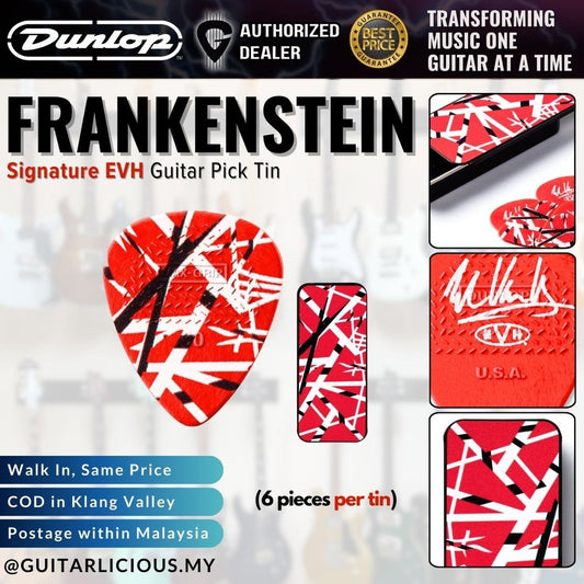 Jim Dunlop EVHPT02 Frankenstein Guitar Pick Tin | Eddie Van Halen Max-Grip Guitar Picks | 0.60mm, 6 Per Tin ( EVH PT02 )