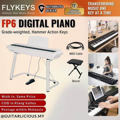 Flykeys FP6 88-Key Grand-Response Hammer Action Digital Portable Piano with Stand and Sustain Pedal ( FP-6 / FP 6 )