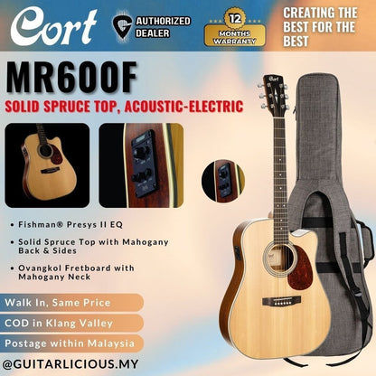 Cort MR600F Solid Top Acoustic Guitar with Pick up With Gig bag ( MR-600F / MR 600F )