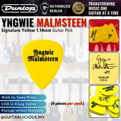 Jim Dunlop Yngwie Malmsteen Signature Delrin Guitar Picks 6 Per Pack, 1.5mm 2.00mm 1.14mm YJM YJMP01WH YJMP02RD YJMP03YL