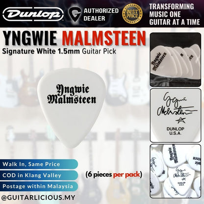 Jim Dunlop Yngwie Malmsteen Signature Delrin Guitar Picks 6 Per Pack, 1.5mm 2.00mm 1.14mm YJM YJMP01WH YJMP02RD YJMP03YL