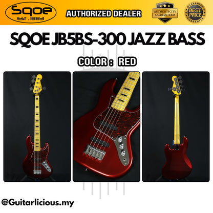 SQOE 5 Strings Jazz Bas Guitar, Maple Fretboard - ( JB5BS-300, SB-JB5BS-300 / JB5BS )