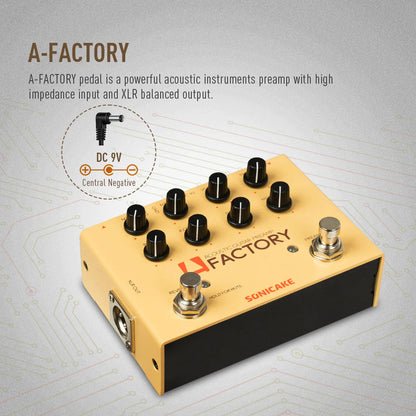 Sonicake QDS-04 A Factory Analog Preamp and Digital Reverb Dual Footswitch Guitar Effects Pedal