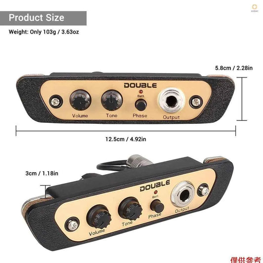 X2 DOUBLE CJ01L Cajon Box Drum Preamp Pickup with Mic 1/4 Inch Jack